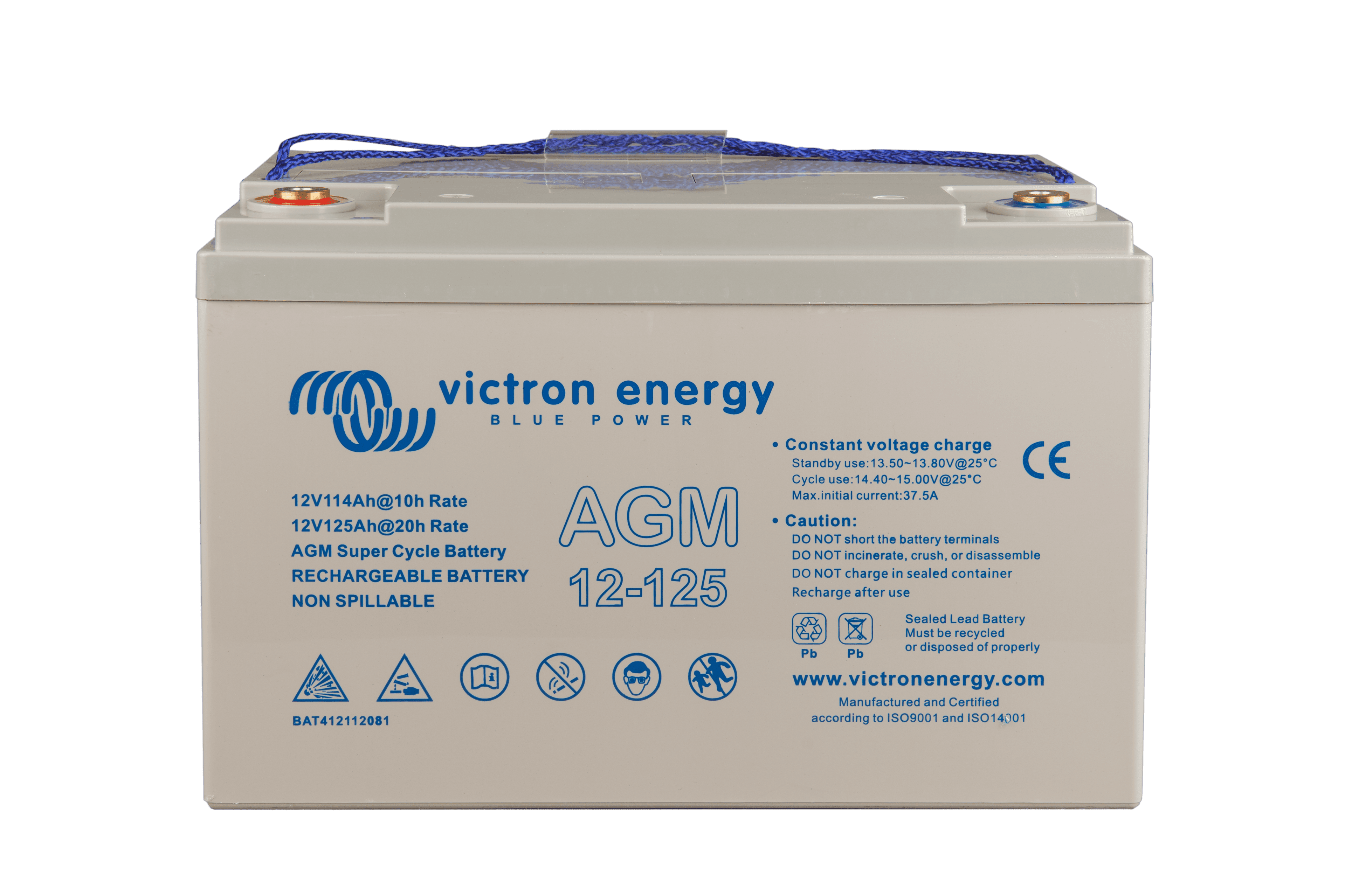 12V 125Ah AGM Super Cycle Battery (front-angle)  thumbnail