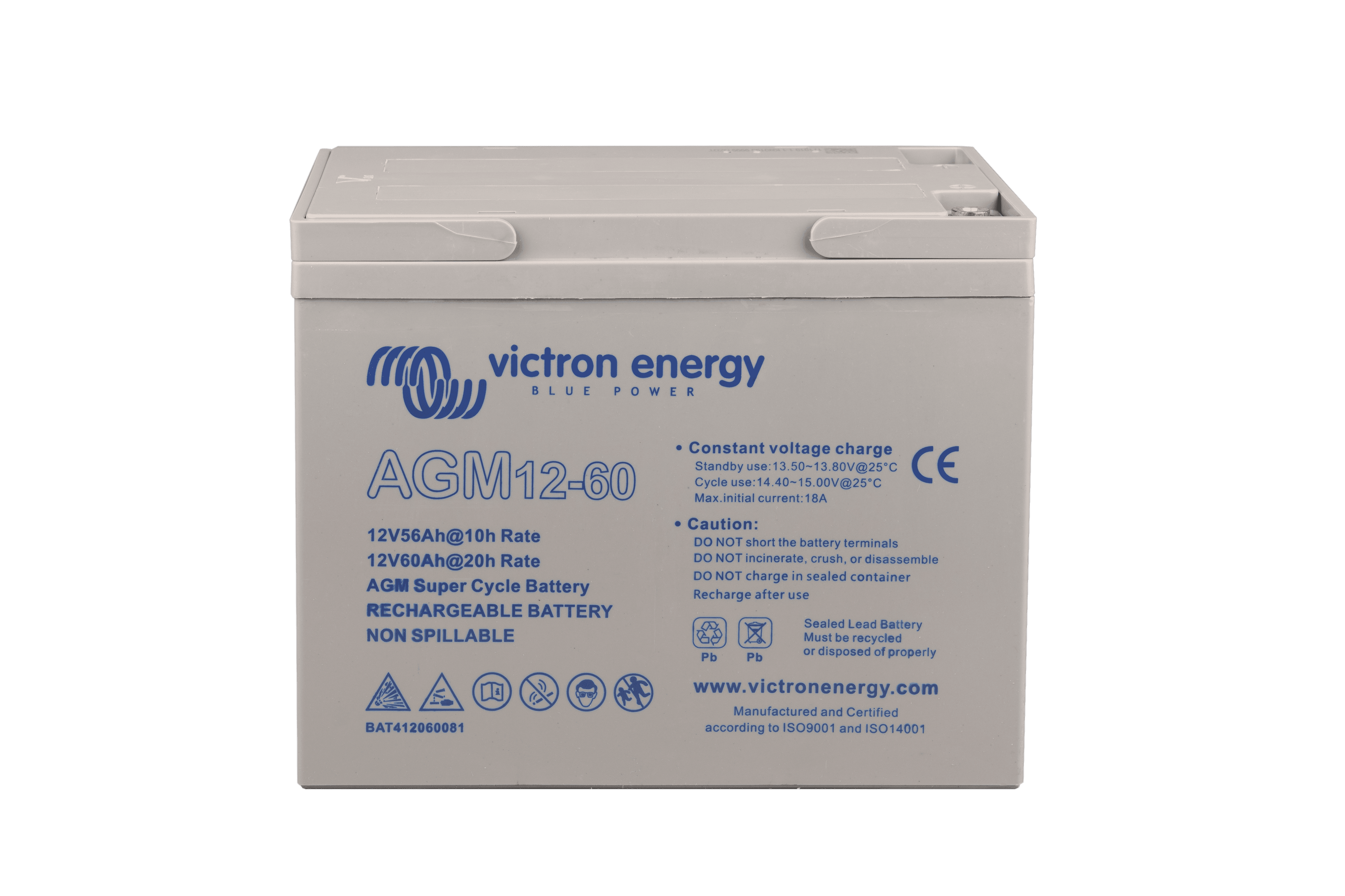 12V 60Ah AGM Super Cycle Battery (front-angle)  thumbnail