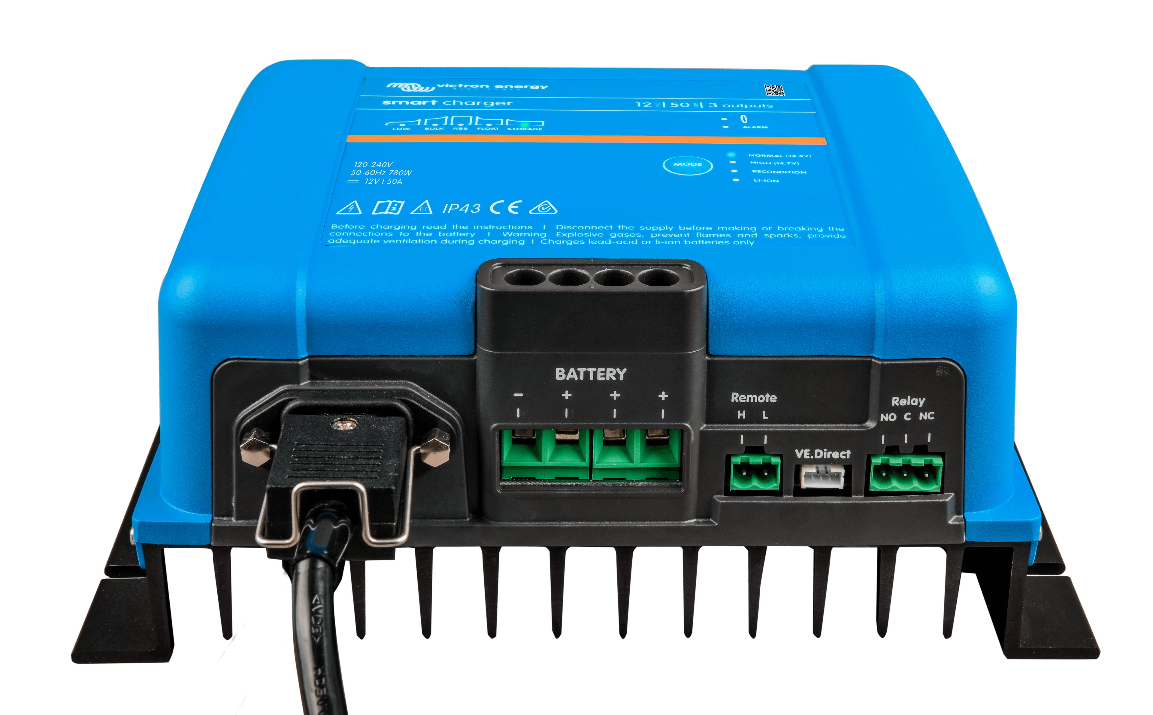 Smart IP43 Charger 12V 50A 3 outputs (front-angle) thumbnail